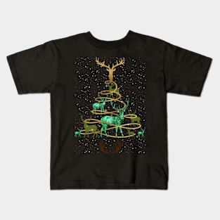 Deer Buck Hunting Holiday Christmas Tree Kids T-Shirt